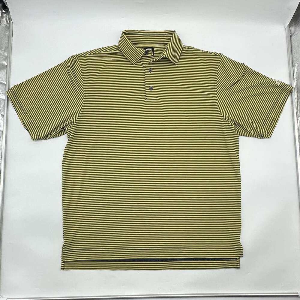 FootJoy Bonifay Country Club Men's Size Large Yellow Blue Stripe Golf Polo Shirt